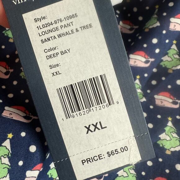 Vineyard Vines Lounge Santa Whale Pattern Drawstring Pajama Pants M-234 Sz XXL - Picture 7 of 7